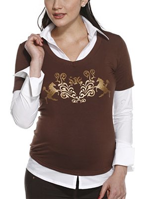 Джемпер-обманка с золотым принтом. Одежда для беременных Sweet Mama.