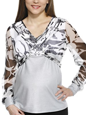 Блуза из трикотажа и шифона. Одежда для беременных Sweet Mama.