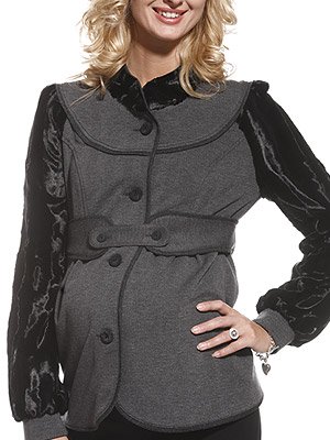 Жакет "елочка" с меховым рукавом. Одежда для беременных Sweet Mama.