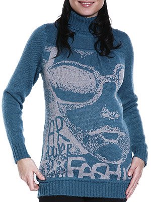 Свитер из шерсти удлиненный. Одежда для беременных Sweet Mama.