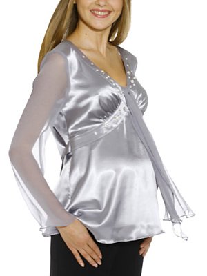 Шелковая блуза серебристого цвета. Одежда для беременных Sweet Mama.
