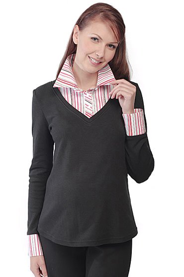 Джемпер с манжетами и рубашечным воротником для беременных. SWEET MAMA - одежда и белье для беременных